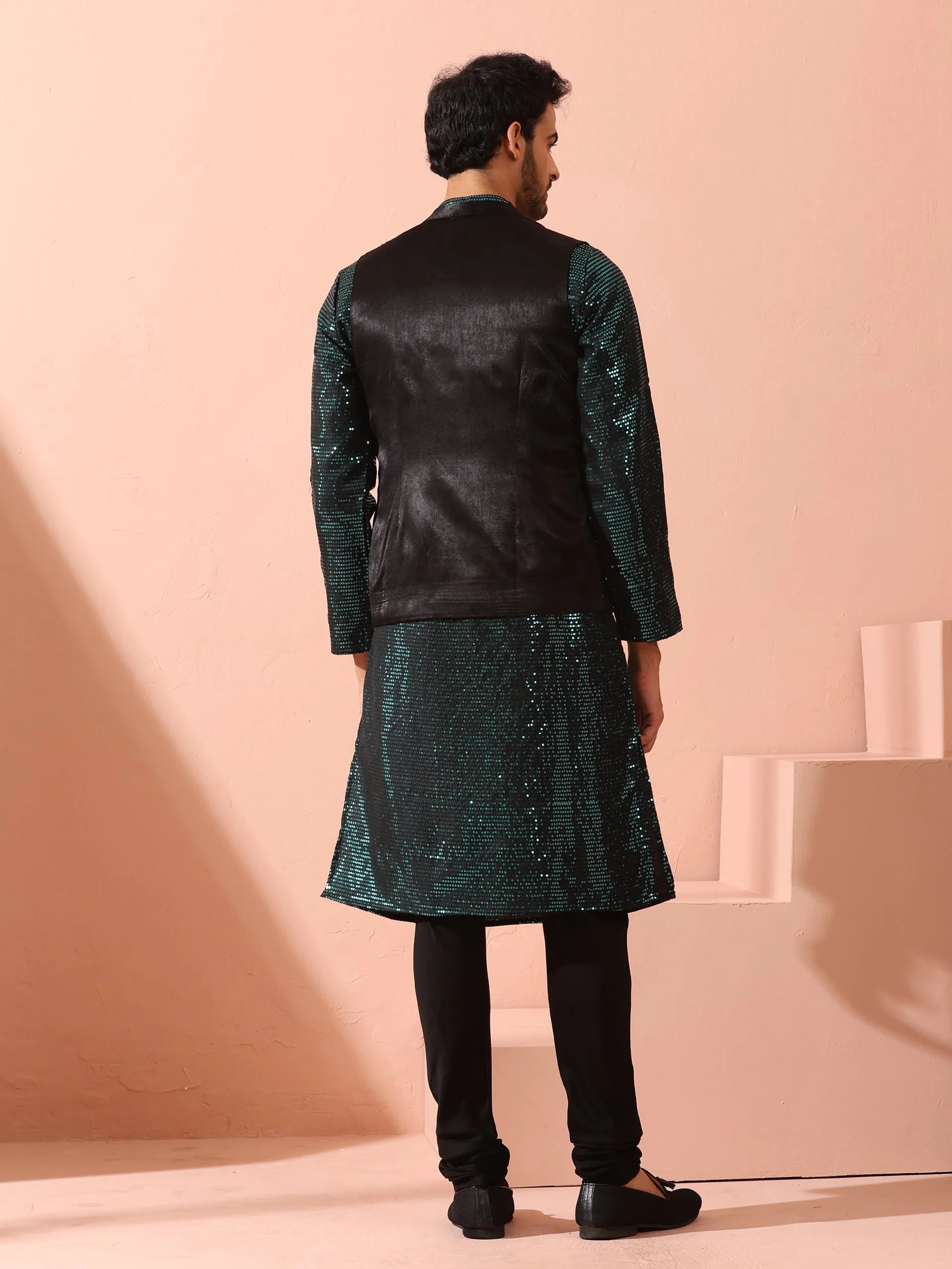 1 pc Black and Blue Sequin Fire Jacket