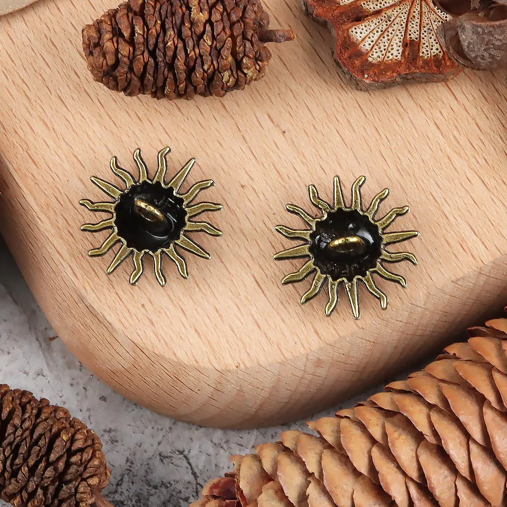 19/24mm Vintage Gold Sunflower Metal Shank Buttons for Woolen Jackets 20pcs