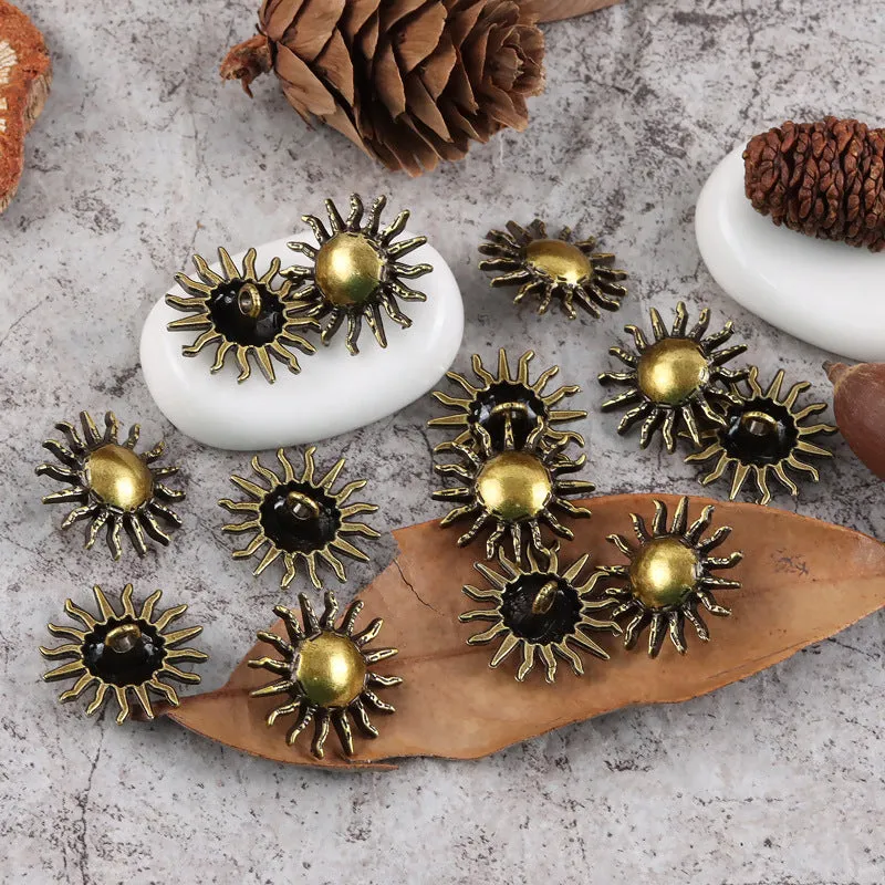 19/24mm Vintage Gold Sunflower Metal Shank Buttons for Woolen Jackets 20pcs