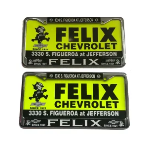 2 Metal Chrome License Plate Frames and 2 Vintage Plastic Inserts