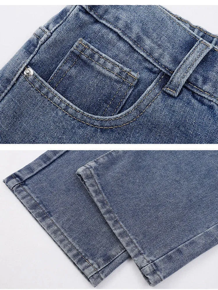 2025 New Korean Men's Classic Wide-Leg Denim Jeans – Light Blue, Grey, Black