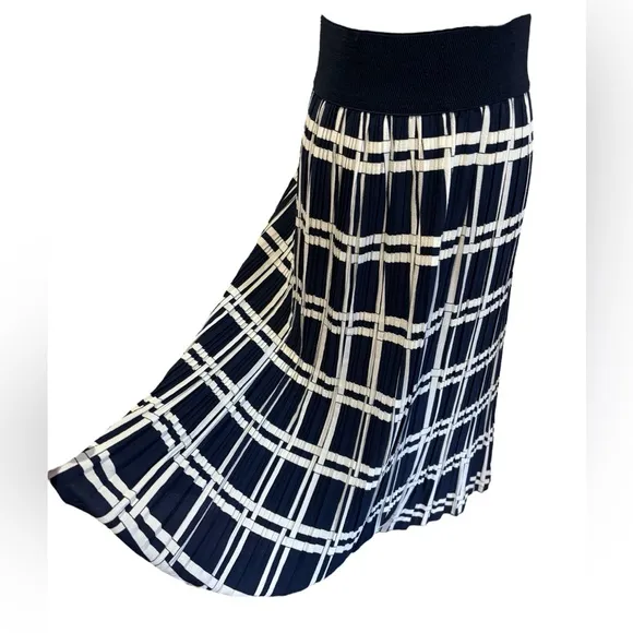 3 PCS BLUE &amp; WHITE MIDI &amp; MAXI SKIRTS FOR ALL OCCASIONS TATTERSALLS &amp; CHEVRON