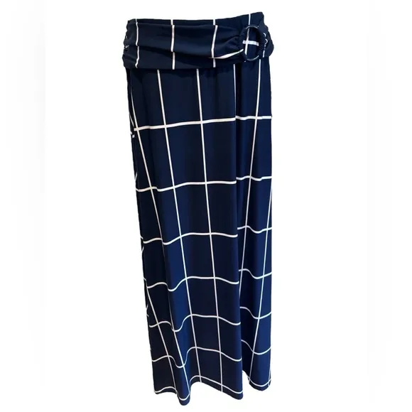 3 PCS BLUE &amp; WHITE MIDI &amp; MAXI SKIRTS FOR ALL OCCASIONS TATTERSALLS &amp; CHEVRON