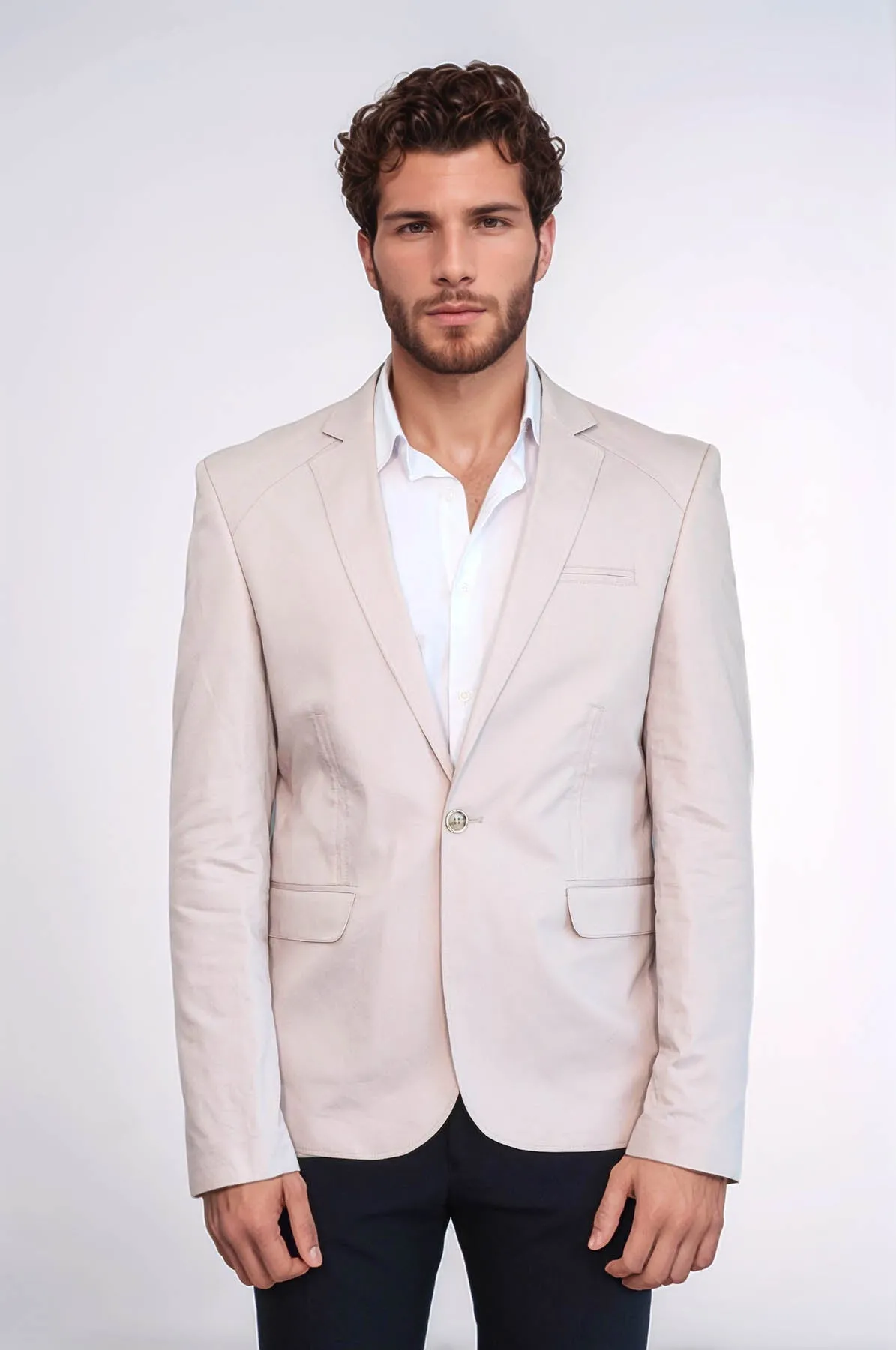 3 pocket Single Button Cotton Grey Jacket-Wessi