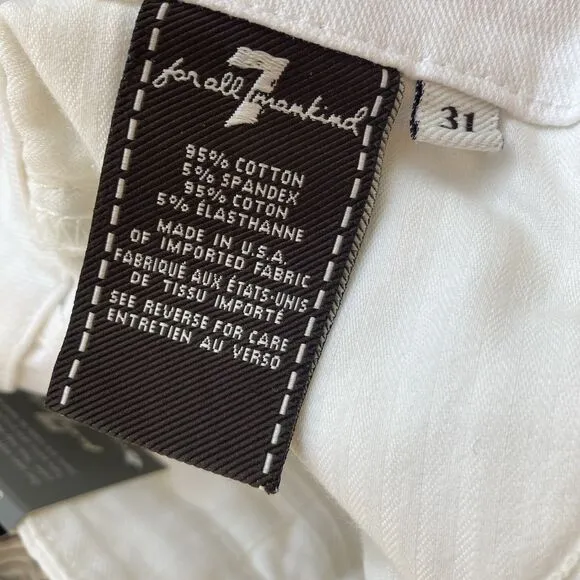 7 FOR ALL MANKIND Women's Clean White Denim Kimmie Bootcut Jeans Size 31  NWT