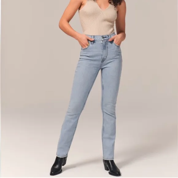 Abercrombie &amp; Fitch 90’s Slim Straight Ultra High Rise Denim Jeans Size 26/2 XS