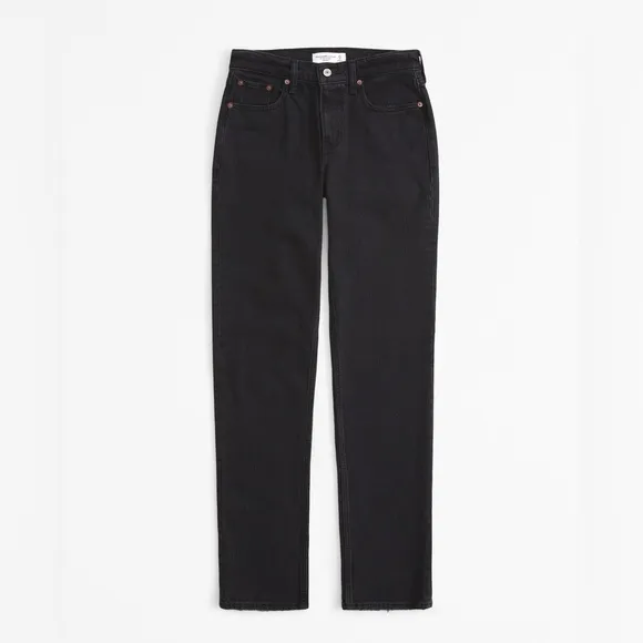 [abercrombie &amp; fitch] curve love mid rise 90s straight leg jean black 26/2