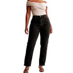 Abercrombie &amp; Fitch Curve Love The Ankle Straight Ultra High Rise Black Jeans 29