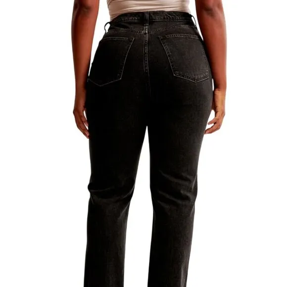 Abercrombie &amp; Fitch Curve Love The Ankle Straight Ultra High Rise Black Jeans 29