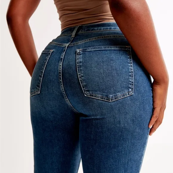 Abercrombie &amp; Fitch Curve Love Ultra High Rise Stretch Flare Jeans Dark Wash