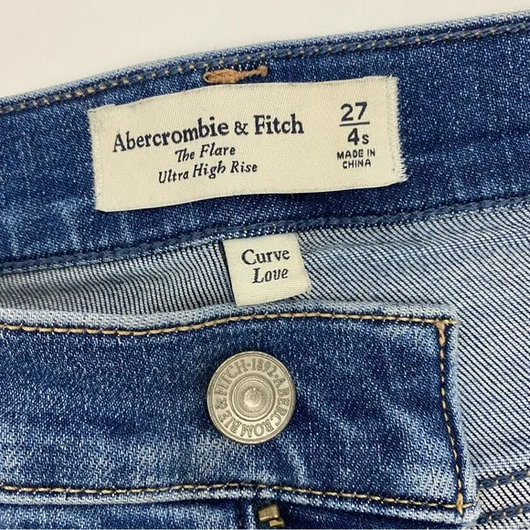 Abercrombie &amp; Fitch Curve Love Ultra High Rise Stretch Flare Jeans Dark Wash