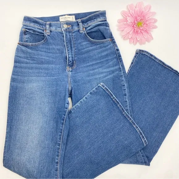 Abercrombie &amp; Fitch Curve Love Ultra High Rise Stretch Flare Jeans Dark Wash