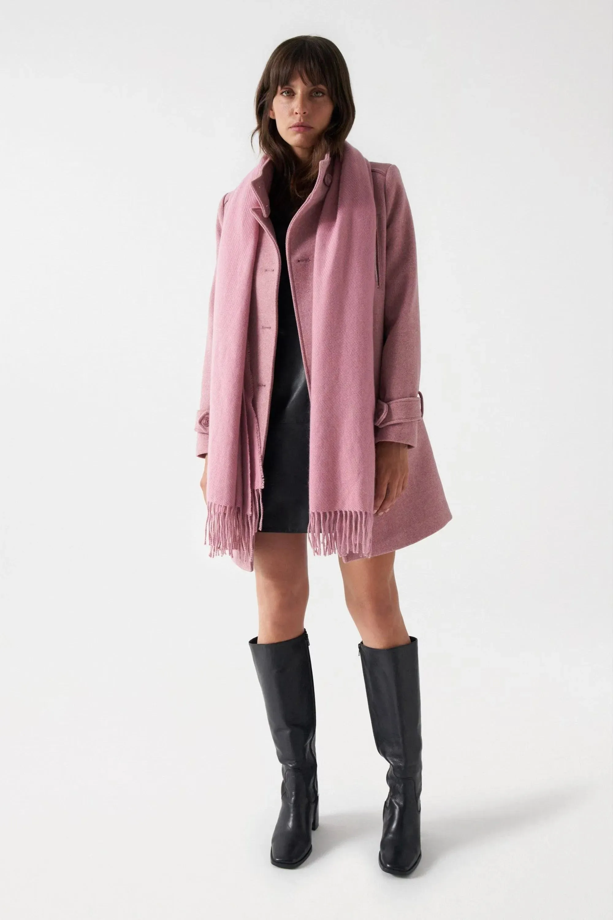 Abrigo Salsa Jeans Paño Grace Rosa