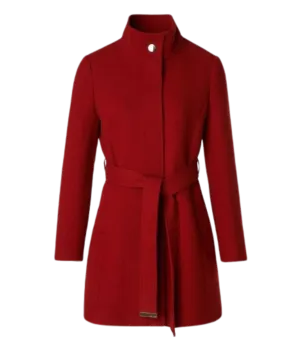 Abrigo SALSA Paño Grace con Cinturón Rojo