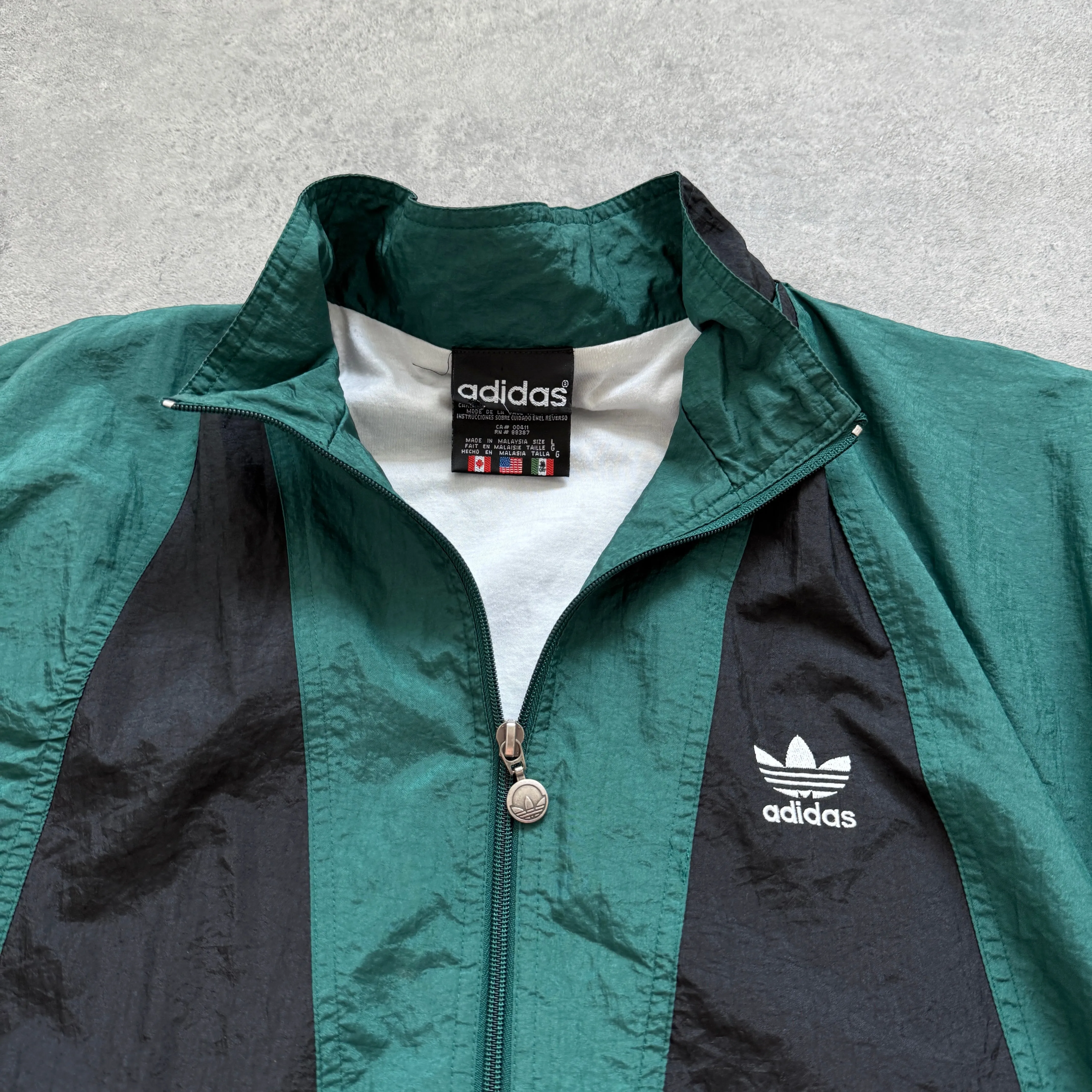 Adidas 1990s lightweight colour block shell jacket (L)