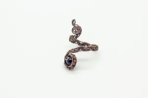 Adjustable Copper Ring with Purple Fused Glass Accent