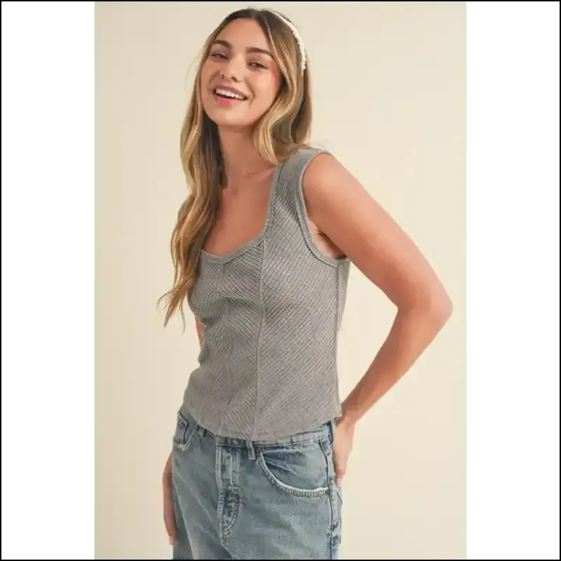 Aemi   Co Exposed Seam Ribbed Wide Strap Tank
