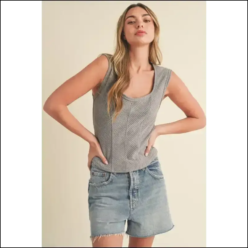 Aemi   Co Exposed Seam Ribbed Wide Strap Tank