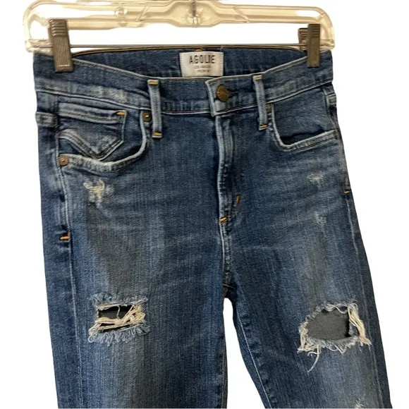 Agolde High Rise Skinny Jeans Destroyed Distressed 26