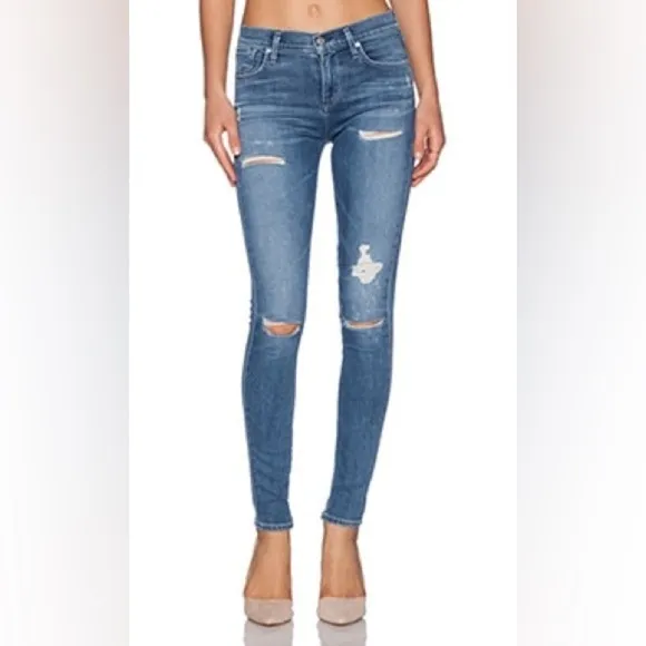 Agolde High Rise Skinny Jeans Destroyed Distressed 26
