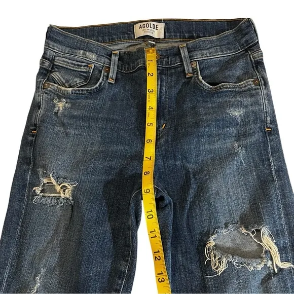 Agolde High Rise Skinny Jeans Destroyed Distressed 26