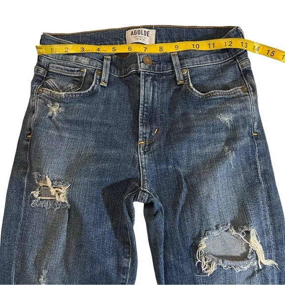 Agolde High Rise Skinny Jeans Destroyed Distressed 26