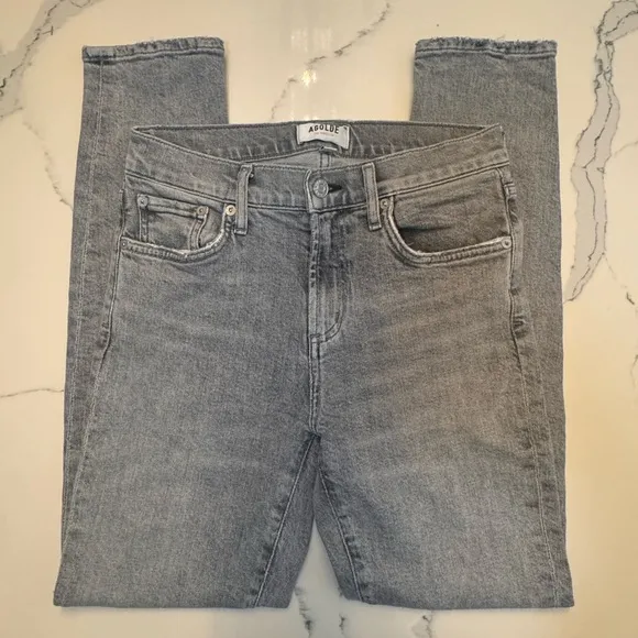 Agolde High Rise Slim Fit Light Gray Jeans
