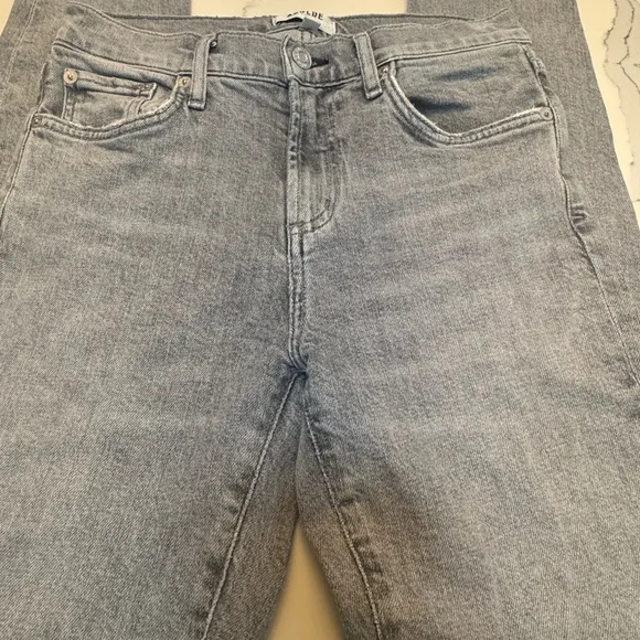 Agolde High Rise Slim Fit Light Gray Jeans