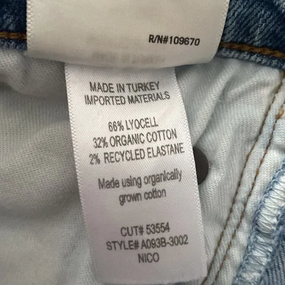 Agolde Nico High Rise Slim Jeans Size 25