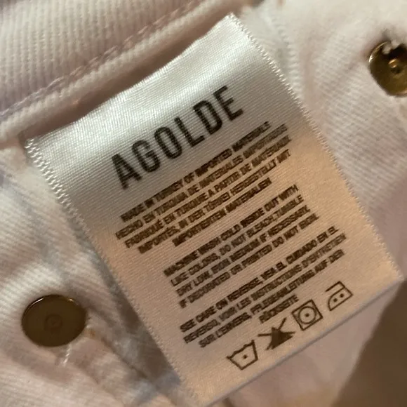 AGOLDE White Denim Jeans size 27 - raw hem - button up - great condition