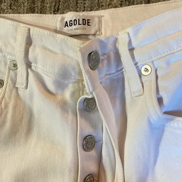AGOLDE White Denim Jeans size 27 - raw hem - button up - great condition
