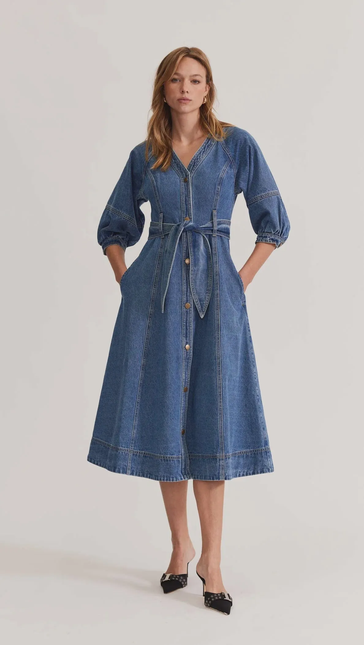 Alita Denim Midi Dress