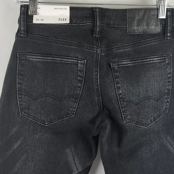 American Eagle Jeans Womens 26/28 Next Level Flex Slim Black Wash Denim NWT