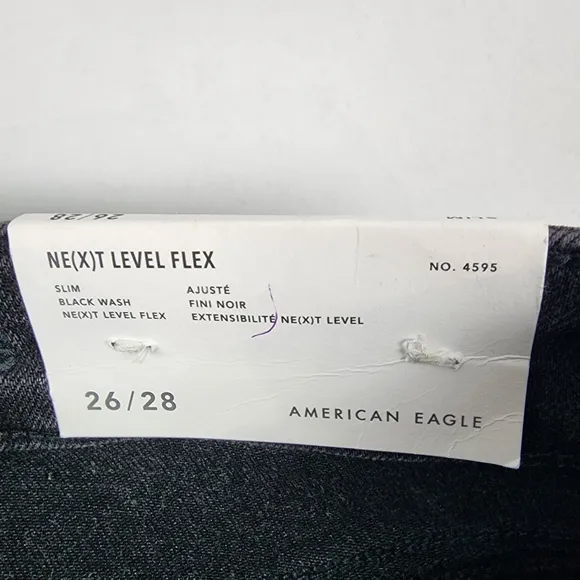 American Eagle Jeans Womens 26/28 Next Level Flex Slim Black Wash Denim NWT
