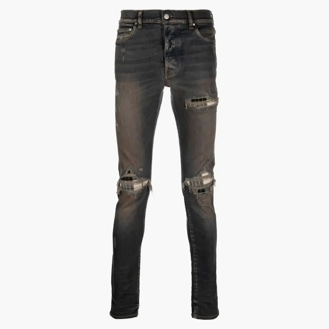 Amiri Distressed Effect Slim Fit Jeans Aged Black