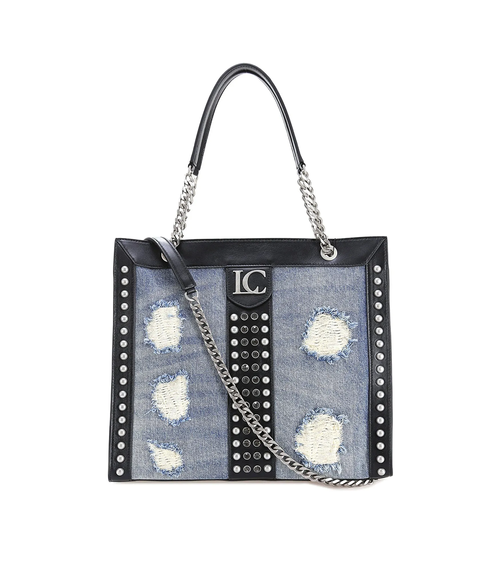 Angel Slim Shopper J Cloth   Leather - Jeans/Black