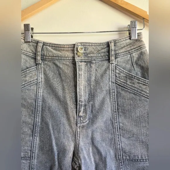 ANTHROPOLOGIE Pilcro Ultra High Rise Cropped Jeans,Grey/Peach Acid Wash, Size 26
