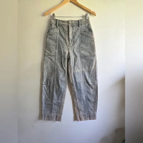 ANTHROPOLOGIE Pilcro Ultra High Rise Cropped Jeans,Grey/Peach Acid Wash, Size 26