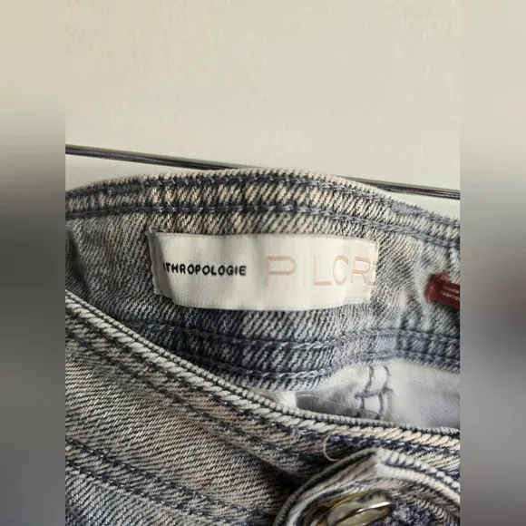 ANTHROPOLOGIE Pilcro Ultra High Rise Cropped Jeans,Grey/Peach Acid Wash, Size 26
