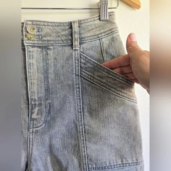 ANTHROPOLOGIE Pilcro Ultra High Rise Cropped Jeans,Grey/Peach Acid Wash, Size 26