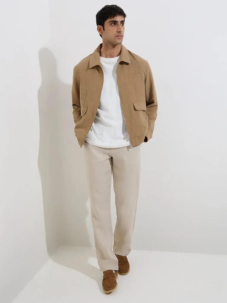 Ascot Tan Solid Relaxed-Fit Jacket