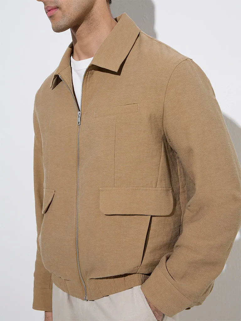 Ascot Tan Solid Relaxed-Fit Jacket