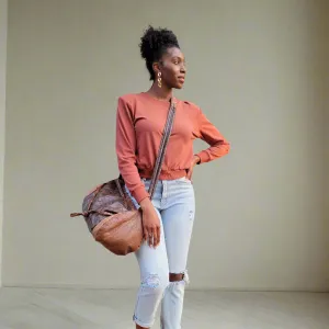 Aubrey Cotton sweatshirt with Shoulder Pads