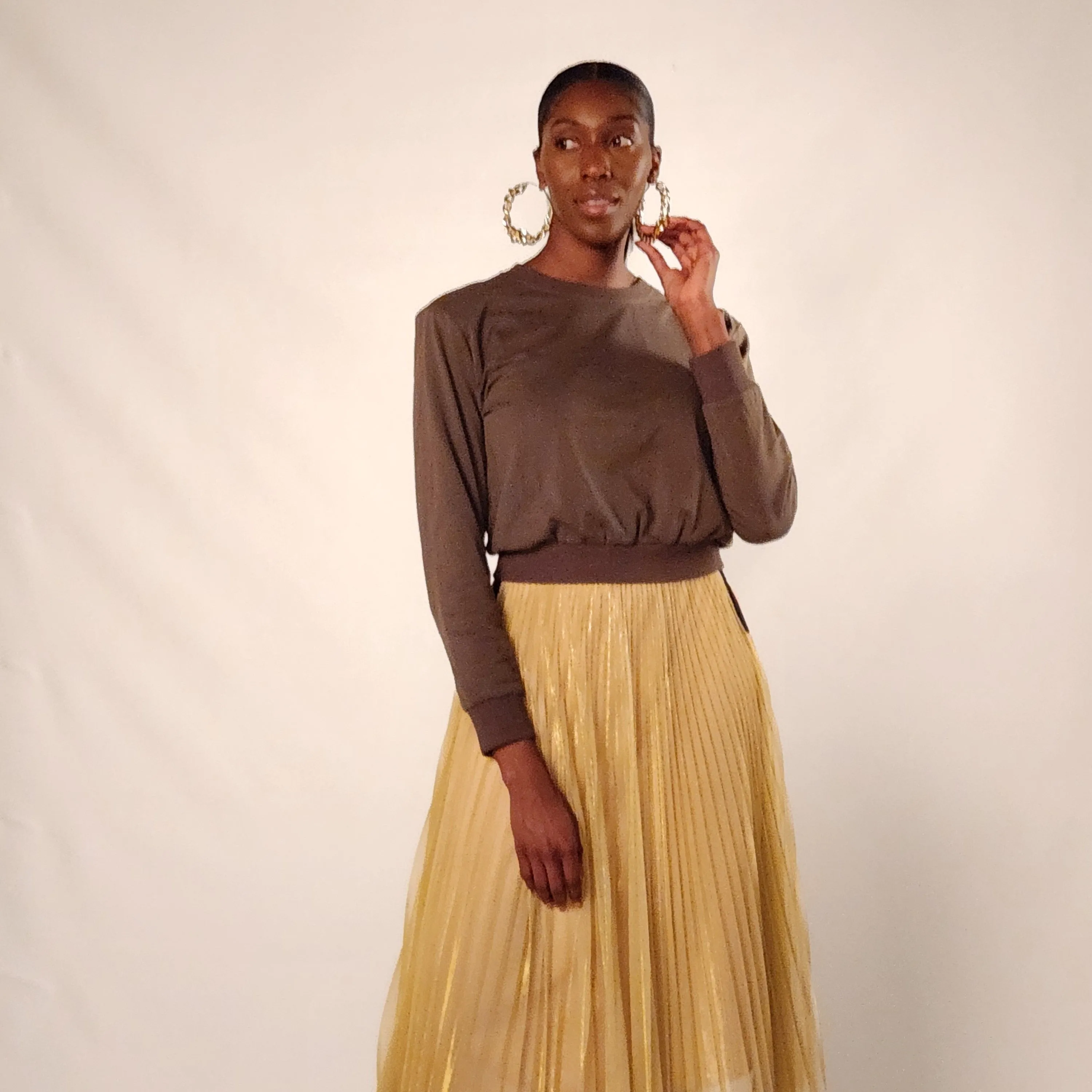 Aubrey Cotton sweatshirt with Shoulder Pads