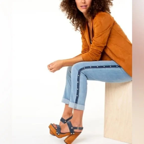 Authentic Liverpool The Slim Boyfriend Embellished Side Detail Jeans