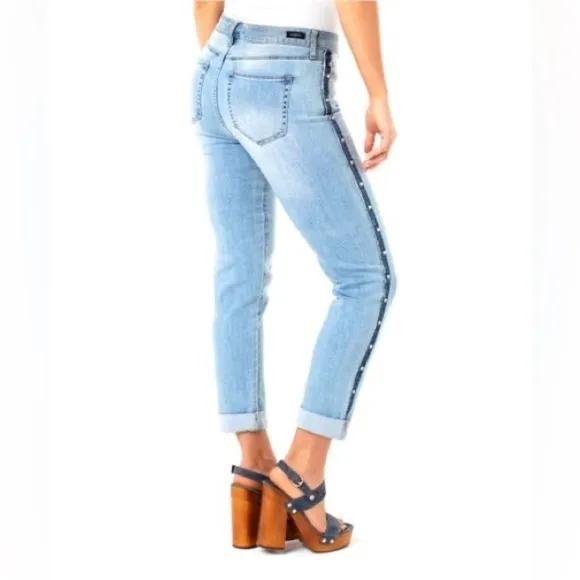 Authentic Liverpool The Slim Boyfriend Embellished Side Detail Jeans
