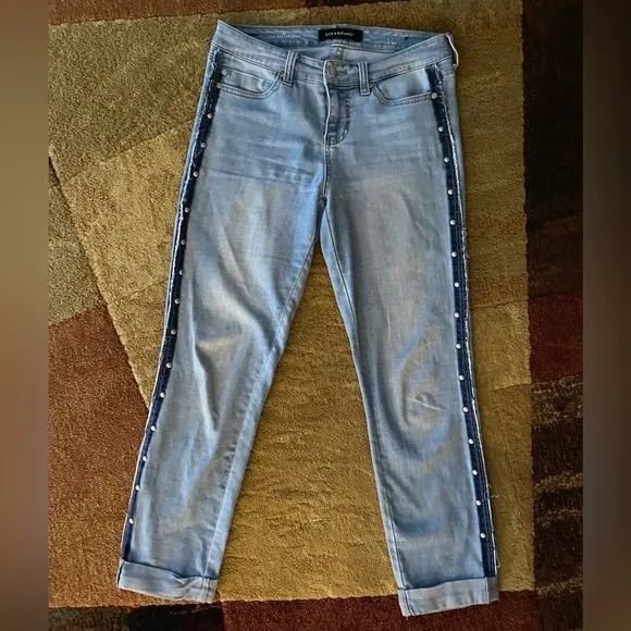 Authentic Liverpool The Slim Boyfriend Embellished Side Detail Jeans