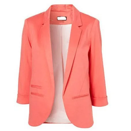 Autumn Fashion Women 7 Colors Slim Fit Blazer Jackets Notched Three Quarter Sleeve Blazer