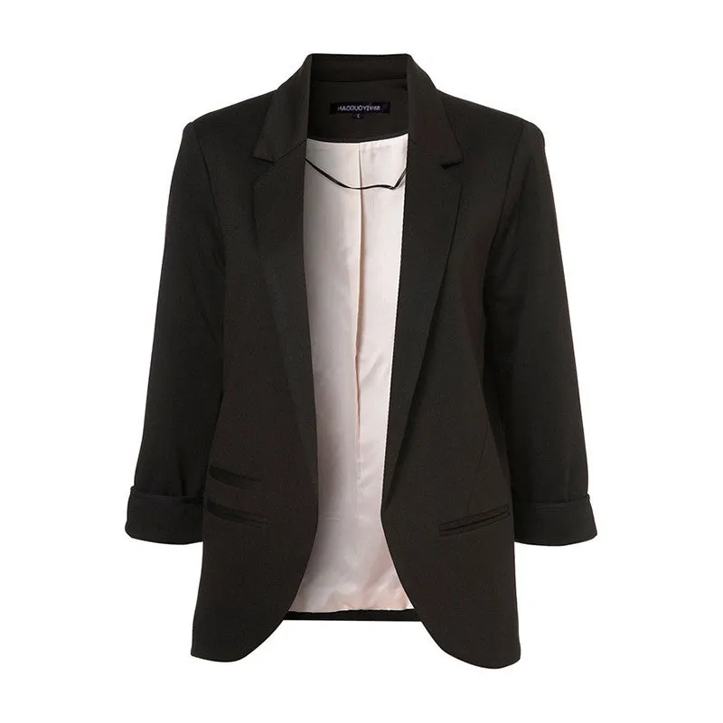 Autumn Fashion Women 7 Colors Slim Fit Blazer Jackets Notched Three Quarter Sleeve Blazer