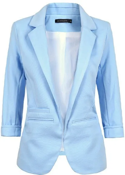 Autumn Fashion Women 7 Colors Slim Fit Blazer Jackets Notched Three Quarter Sleeve Blazer